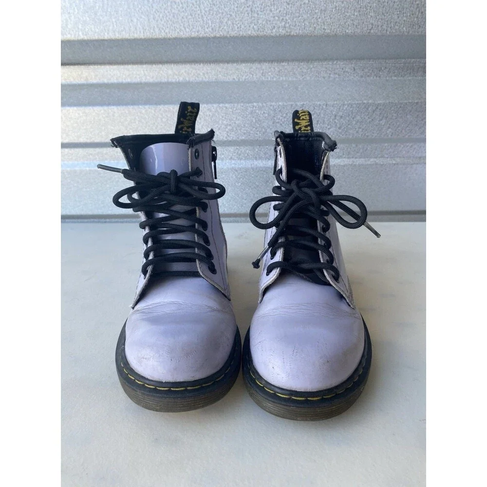 Dr Martens Delaney Kids Boot Size US 1 Purple Patent Leather Size Zip 1460